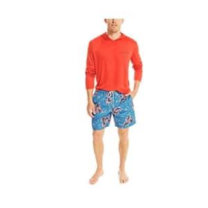 Nautica Men's Standard Long Sleeve Hooded Swim Shirt, Red, X-Large for $28
