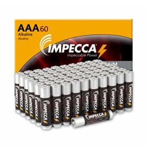 IMPECCA AAA Alkaline Batteries, 60 Pack High-Performance, Long Lasting, and Leak Resistant, Premium for $20 IMPECCA AAA Alkaline Batteries, 60 Pack High-Performance, Long Lasting, and Leak Resistant, Premium for $20