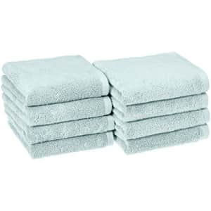 Amazon Basics Quick-Dry, Luxurious, Soft, 100% Cotton Towels, Ice Blue - Set of 8 Hand Towels for $22