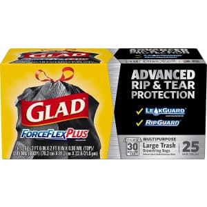 Glad ForceFlexPlus Drawstring Large Trash Bag 25-Pack for $7.28 via Sub. & Save
