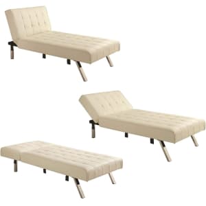 DHP Emily Convertible Faux Leather Chaise Lounger / Sleeper for $162