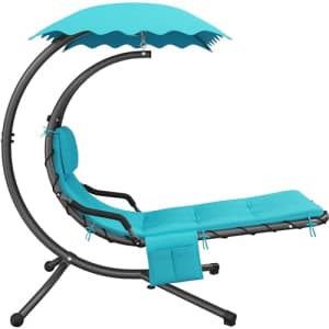 Yaheetech Outdoor Hanging Chaise Lounge Chair Hammock Chair w/Built-in Pillow and Removable Canopy for $162