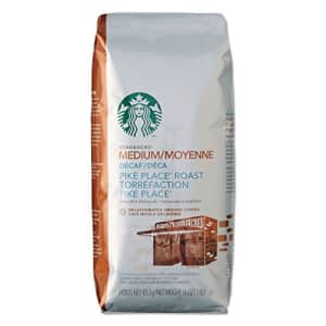 Starbucks 11029358 Coffee Ground Pike Place Decaf 1lb Bag for $20 Starbucks 11029358 Coffee Ground Pike Place Decaf 1lb Bag for $20