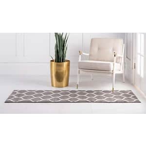 Unique Loom Trellis Frieze Collection Lattice Moroccan Geometric Modern Dark Gray Runner Rug (2' 0 for $25