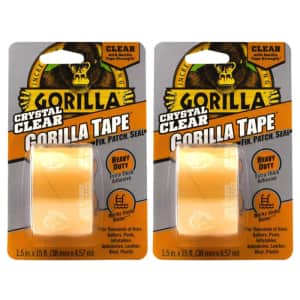 Gorilla Crystal Clear Repair Duct Tape 2-Pack for $7