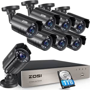 ZOSI 8CH 5MP Lite Security Camera System with 1TB Hard Drive for $200