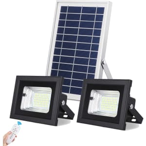 Uponun Dual Head Solar Flood Lights w/ Solar Panel for $33 Uponun Dual Head Solar Flood Lights w/ Solar Panel for $33