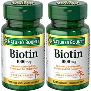 Nature's Bounty Biotin 1000 mcg, 100 Count (2 Pack) for $12 Nature's Bounty Biotin 1000 mcg, 100 Count (2 Pack) for $12