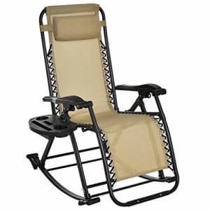Outsunny Zero Gravity Reclining Lounge Chair Patio Folding Rocker w/Adjustable Canopy Backrest for $110