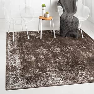Unique Loom Sofia Collection Area Rug - Casino (6' 1" Square, Brown/ Ivory) for $56