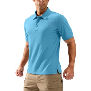 Pudolla Men's Tactical Short Sleeve Polo Shirt for $10