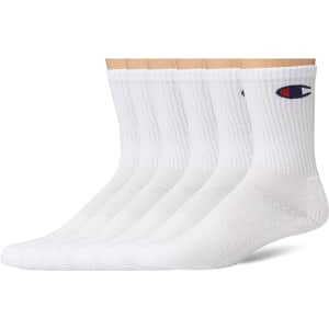 Champion Men's Double Dry Moisture Wicking Crew Socks 6-Pair Pack for $8
