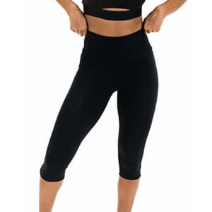 Spalding Women's Activewear Cotton Spandex 17" Inseam Capri Leggings, Black, M for $16