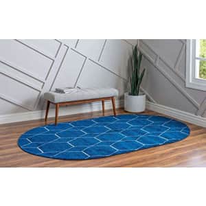 Unique Loom Trellis Frieze Collection Lattice Moroccan Geometric Modern Oval Rug, 3 x 5 Feet, Navy for $49 Unique Loom Trellis Frieze Collection Lattice Moroccan Geometric Modern Oval Rug, 3 x 5 Feet, Navy for $49