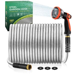 100-Foot Stainless Steel Metal Garden Hose for $25