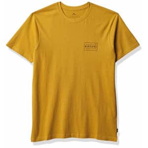 Rip Curl Men's Big Boys' Driven Box TEE Shirt, Mustard, S for $14