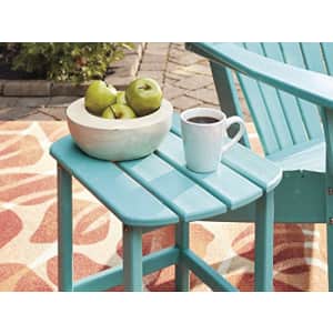 Signature Design by Ashley Sundown Treasure Outdoor Patio HDPE Weather Resistant End Table, Blue for $80