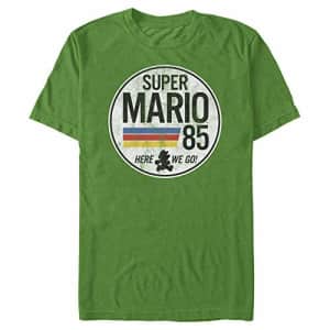 Nintendo Men's Super Mario 1985 Retro Circle T-Shirt, Kelly Green, XX-Large for $18