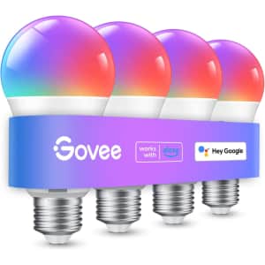 Govee Color-Changing RGBWW Smart Light Bulb 4-Pack for $26