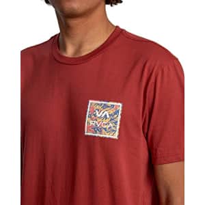 RVCA Men's Graphic Short Sleeve Crew Neck Tee Shirt, VA ALL The WAY/GARNET, Medium for $18