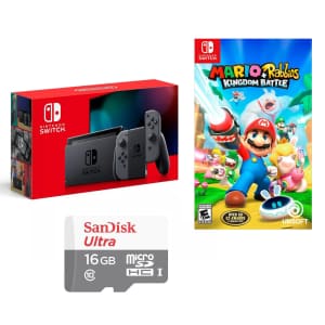Nintendo Switch 32GB Console w/ Mario + Rabbids Kingdom Battle, 16GB microSD Card for $299