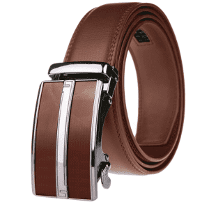 Men's Stripe Buckle Adjustable Ratchet Leather Belt for $16