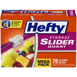 Hefty 1-Quart Freezer Slider Bags 78-Pack for $6 Hefty 1-Quart Freezer Slider Bags 78-Pack for $6