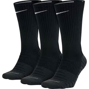 Nike Unisex Dri-Fit Cushioned Crew Socks 3 Pair-Black-Large for $44