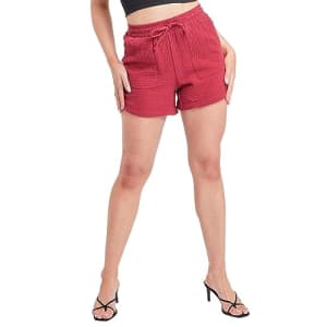 YMI Women's Double Gauze Drawstring Banded Hem Shorts Deal, Garnet, XL for $15