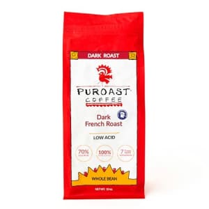 Puroast Coffee Puroast Low Acid Coffee Whole Bean, French Roast, Dark Roast, Certified Low Acid Coffee, 5.5+ PH, for $13