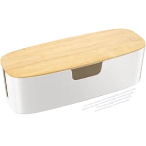 Large Bamboo Lid Cable Management Box for $13