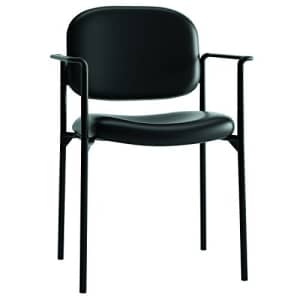 HON Scatter Guest Chair with Arms- Leather Stacking Office Furniture, Black (VL616) for $110