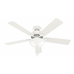 HUNTER 50908 Swanson Indoor Ceiling Fan with LED Lights and Pull Chain Control, 52", Fresh White for $100 HUNTER 50908 Swanson Indoor Ceiling Fan with LED Lights and Pull Chain Control, 52", Fresh White for $100