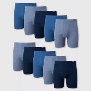 Hanes Men's ComfortSoft Waistband Moisture-Wicking Cotton Boxer Briefs 10-Pack for $20