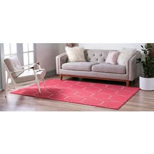 Unique Loom Trellis Frieze Collection Area Rug - Geometric (4' 1" x 6' 1" Rectangle Pink/Ivory) for $19