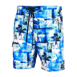 LAGUNA Mens Stretch Paradise Palm Boardshort Swim Trunks Bathing Suits Blue/Heather XX-Large for $19 LAGUNA Mens Stretch Paradise Palm Boardshort Swim Trunks Bathing Suits Blue/Heather XX-Large for $19