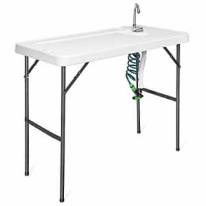 Goplus Portable Fish Cleaning Table with Sink and Spray Nozzle, Folding Outdoor Camping Sink for $100