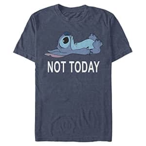 Disney Men's Lilo & Stitch Not Today T-Shirt, Navy Blue Heather, Large for $13