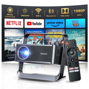 Polocsh 4K 1,000ANSI Smart Projector w/ WiFi 6 and Bluetooth for $65