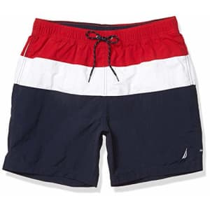 Nautica Men's Colorblock Swim Shorts, Red, Large for $34
