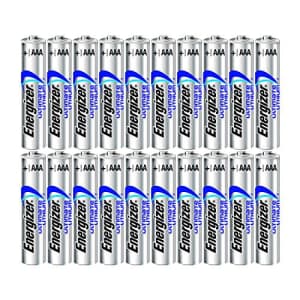 Energizer Ultimate Lithium AAA Size Batteries - 20 Pack - Bulk Packaging for $28
