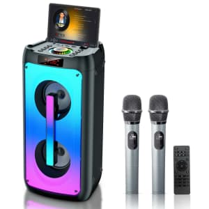 Karaoke Machine w/ 2 Wireless Karaoke Microphones for $99