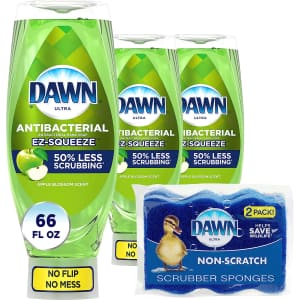 Dawn 22-oz. Antibacterial EZ-Squeeze Dish Soap 3-Pack w/ 2 Sponges for $12