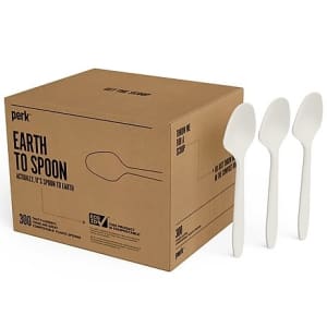 Perk Compostable Plastic Spoon 300-Count Box for $13