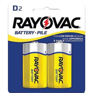 RAYOVAC 6D-2BF Heavy-Duty Carded D Batteries, 2 pk for $23