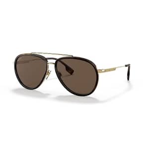 BURBERRY Oliver BE 3125 101773 Gold Metal Aviator Sunglasses Brown Lens for $162