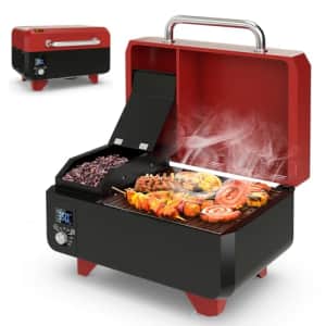 Giantex Pellet Grill and Smoker - Portable Tabletop Wood Pellet Smoker with Temperature Control, for $218