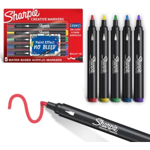 Sharpie Creative Markers 5-Count Water-Based Acrylic Markers for $8.07 via Subscribe & Save