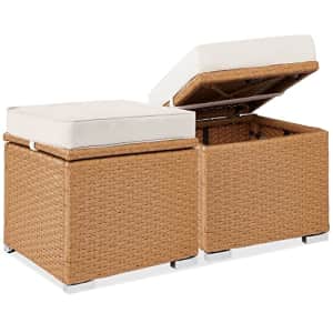 Best Choice Products Set of 2 Wicker Ottomans, Multipurpose Outdoor Furniture for Patio, Backyard, for $85