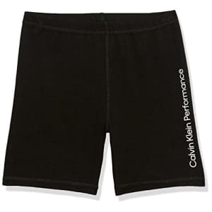 Calvin Klein Girls' Performance Bike Shorts, Black Linear, 12-14 for $10